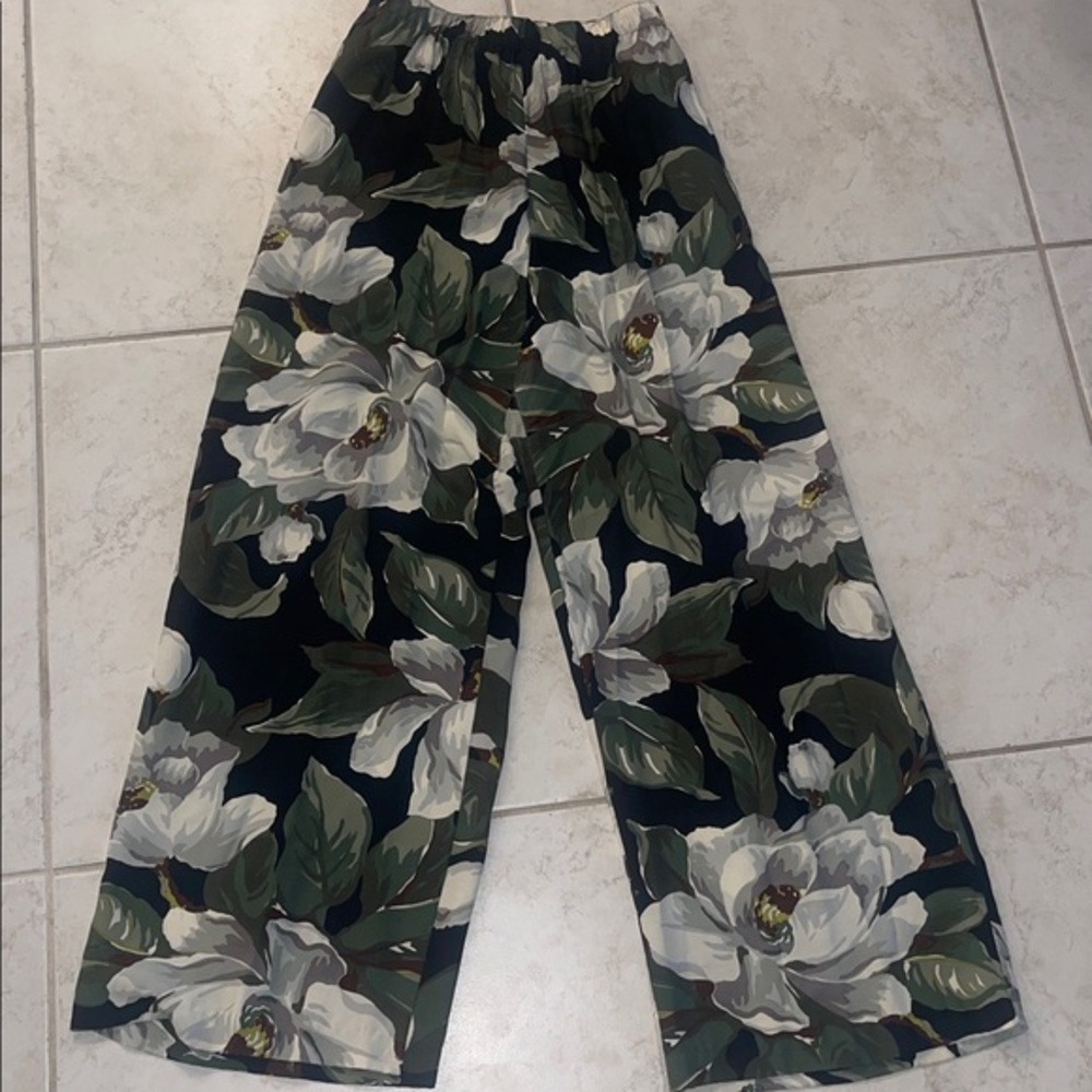 VINTAGE Hawaiian Flowy Pants High Rise Floral Size 12